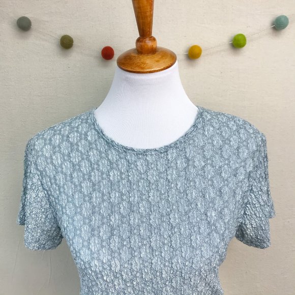 Clio Textured Career Top in Light Blue - Petite Medium - Picture 3 of 16